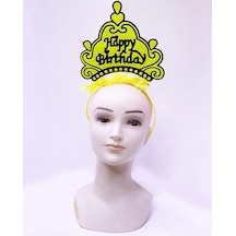 Happy Birthday Neon Sarı Renk Doğum Günü Tacı 24x15 Cm Çocuk