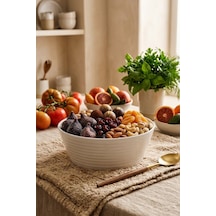 Lüks Porselen Kase 20cm, Salata Kasesi, Sunum Kasesi 20cm 2,3litre Beyaz