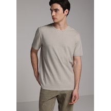 Colin's Colins Regular Fit Yuvarlak Yaka Çizgili Erkek Ekru Kısa Kol Tişört Cl1078054 Q1.v2 Ecr