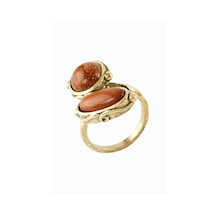 Yuvarlak - 802 - Oval Doğaltaşlı Otantik Yüzük - - Novapazr - Kahverengi Yıldız