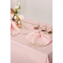 Perla Güpürlü Keten Pudra Sofra Takımı 8 Kişilik 160x230cm 17prç. - 1163 Çok Renkli