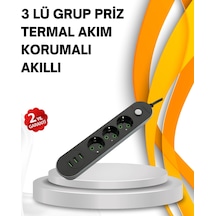 Mey İthalat Hızlı Şarj Özellikli 3 Usb Girişli Üçlü Priz