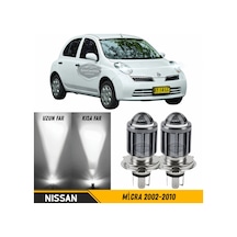 Nissan Micra 2002-2010 Uyumlu Mercekli Far Ampulü Led Xenon Beyaz Renk Far Şimşek Etkili Csp Led Lamba Uzun Kısa 2 Adet Takım