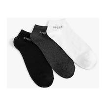 Koton Spor Çorap 3'lü Patik Çok Renkli Slogan İşlemeli Multıcolor 4sam80147aa 4SAM80147AAMIX