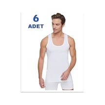 Tutku 6'lı Paket %100 Pamuklu Erkek Atlet Beyaz