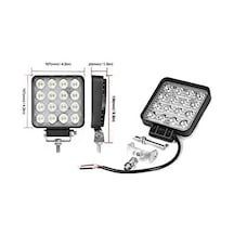 Off Road Beyaz Işık Sis Farı Lambası 16 Led Kare 12-24v 48 Watt Abanoz