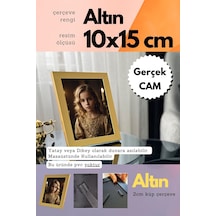 Fırçalı Altın-20mm Çerçeve Camlı 10x15 Cm Fotoğraf Resim Çerçevesi Ayaklı Veya Duvara Asma Yatay-dikey 42322284