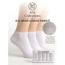 Km Collections 6'lı Ekonomik Paket Pamuklu Kısa Çorap Kadın&erkek Beyaz