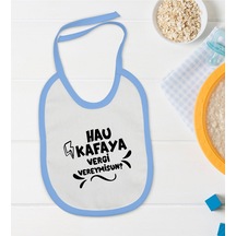 BK Kids Hau Kafaya Tasarımlı Mavi Bebek Mama Önlüğü-1
