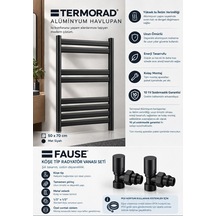 Termorad Alüminyum Havlupan Mat Siyah 50x70 Cm + 2 Adet Vana Set