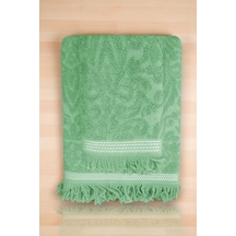 2 Parça Jakarlı Banyo Havlu Takımı %100 Pamuklu 90x150 Cm Arden Yeşil Renkli