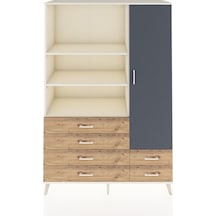 Hyperion Dolap 7 Raflı 6 Çekmeceli Tek Kapaklı 132x44x195 Aytaşı-antrasit/çam Antrasıt/atlas Çam