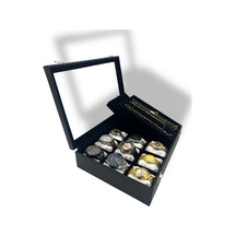Richbox 9'lu Saat Bileklik veya Tesbih Takı Kutusu Siyah/ Beyaz