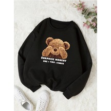 Coke Serisi Bear And Slogan Graphic Thermal Lined Sweatshirt-trzksw4787 Lacivert