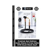 Premium Şarj Kablosu Audio Stereo 3.5 Aux Kablo Xf09 Siyah Müzik Keyfi