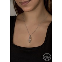Union Swarovski Crystal Kadın Damla Salkım Gümüş Kolye
