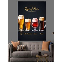 Ahşap Tablo "type Of Beer" Rehberi Ve Bardaklar