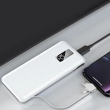 Beyaz Pw-05 Hızlı Led Göstergeli Micro Lightning Type-c Kablolu Taşınabilir Powerbank 10000mah Zore BEYAZ