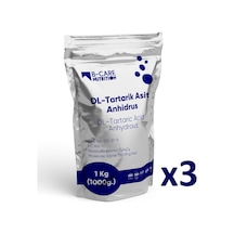 B-care Nutrition Tartarik Asit Anhidrat Dl-tartaric Acid Anhydrous Üzüm Asidi Toz Hammadde 3 Kg