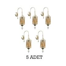 Otantik Aplik 5 Adet Osmanlı Motifli Bal Camlı Duvar Lambası Aplik Çok Renkli