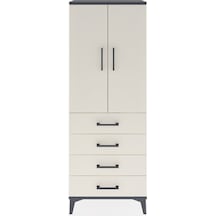 Arges Dolap Tek Raflı 4 Çekmeceli Tek Askılı 60x30x163 Antrasit-aytaşı Antrasit