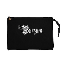 Burzum Design Logo Siyah Clutch Astarlı Cüzdan / El Çantası Siyah