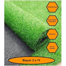 2x11 Metre Yapay Çim Halı, Lastik Taban, Yeşil Suni Halı, 20 Mm Kalınlığında 200 x 1100