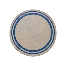 Eko Halı Patna Ptn 06 Natural Navy Jüt Hasır Görünümlü Hav Toz Vermez Örgü Halı - 150X150