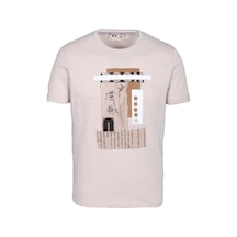 Erkek Tişört Bisiklet Yaka Bej Slim Fit Baskılı T-shirt Ncs Jeans 1228-bej Bej