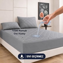 Formeya Gri Sınanı Geçirmez Alez - Tek-çift Kişilk Alez -100 Pamuk- Kapitoneli Alez- Fittedyatağı Saran Yatak Koruyucu Alez Çarşaf160x200, Formeya Açık Gri