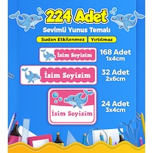 Sevimli Yunus Temalı Okul Kreş Kişiye Özel İsim Etiket Seti - Model 81 Çok Renkli