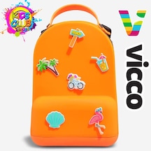 Vicco Pvc Mini Boy Çocuk Plaj Çantası Kreş Çantası Sırt Çantası Okul Çantası Unisex Çanta Turuncu