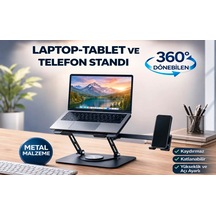 2si 1 Arada Metal 360 Dönebilen Ayarlanabilir Laptop Tablet Telefon Tutucu Kaymaz Tabanlı Çok Amaçlı Stand