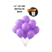 Metalik Balon 11 İnc 28 Cm 10 Adet Parti Doğum Günü Kutlama Süsleri Mor