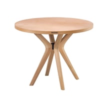 Masifart Alirio 110 Luk Kayın Poli 4 Lü Yuvarlak Masa Cilasız Ham Ham