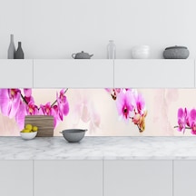 Mutfak Tezgah Arası Folyo Fayans Kaplama Folyosu Pembe Orkideler
