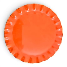 Sudedi Home Gerçek Altın Yaldızlı Cam Pasta Tabağı 21 Cm Turuncu 4 Kişilik Set Turuncu