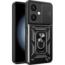 Uray Store Vivo Y27 Kılıf Pars Lens Yüzüklü Silikon - Siyah