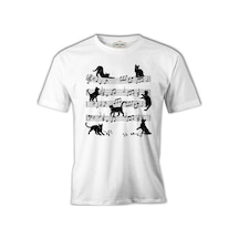 Cats And Notes Beyaz Erkek Tshirt 001