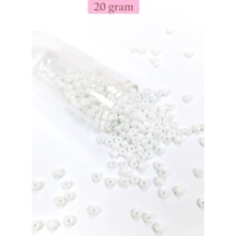 Tedar Dökme Cam Kum Boncuk Büyük Boy 6/0 4 Mm - 20 Gram - Kar Beyaz - Bnc073 Najmaddin (No:1) 8.5Cm X 10.5 Cm