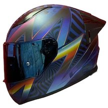 Siyah Vizörlü + Ls2 Rapid 2 Optik Kapalı Motosiklet Kaskı Mavi - Mor