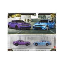 Hot Wheels Premium Car Culture Hot Wheels Premium Car Culture 2018 Dodge Challenger Srt Demon & 2015 Dodge Charger Srt Jhw47 1/64 Model Araba