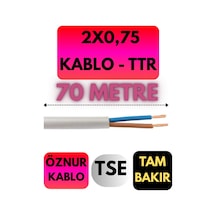 Öznur 2x0,75 Ttr Kablo Metre Seçenekli Beyaz - 70 Metre