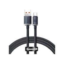 Crystal Shine Usb-a - Type-c Hızlı Şarj Veri Kablosu 100w 5a 1,2m Siyah İphone İle Uyumlu De Standart