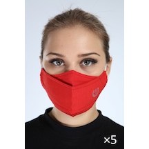 Pianoluce Yıkanabilir 3 Katlı Pamuklu 5 lı Maske Kırmızı P10012