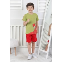 Dinozor Baskı Erkek Çocuk Takım-90429 Yeşil