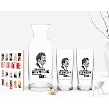 Kişiye Özel Renkli Baskılı Hangimiz Sevmedik Çılgınlar Gibi Tasarımlı İkili Rakı Bardağı Karaf Ve Cep Kitabı Hediye Seti-6
