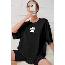 Unisex Paw Baskılı T-shirt Siyah