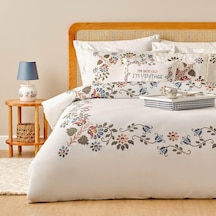 Vintage Çiçek Desenli%100 Pamuk Saten Nevresim Seti, Beyaz, Tek Kişilik Nevresim: 160x220 Cm / 1 Adet Yastık Kılıfı: 50x70 Cm 0