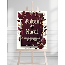 Söz Nişan Düğün İçin 50x70 Karşılama Panosu - Kırmızı Tasarımlı Beyaz